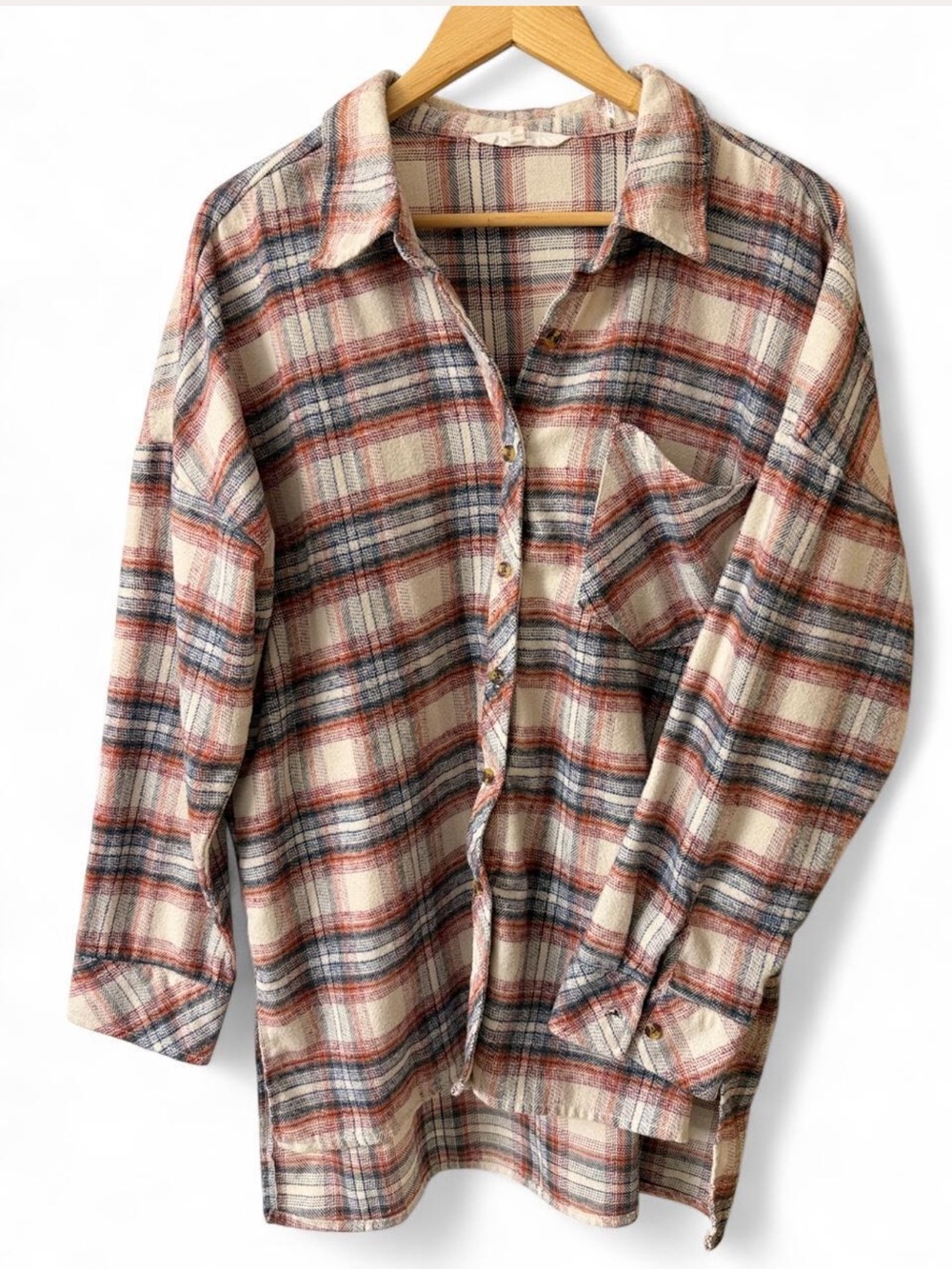 Cavalini Cream Plaid Flannel Shirt